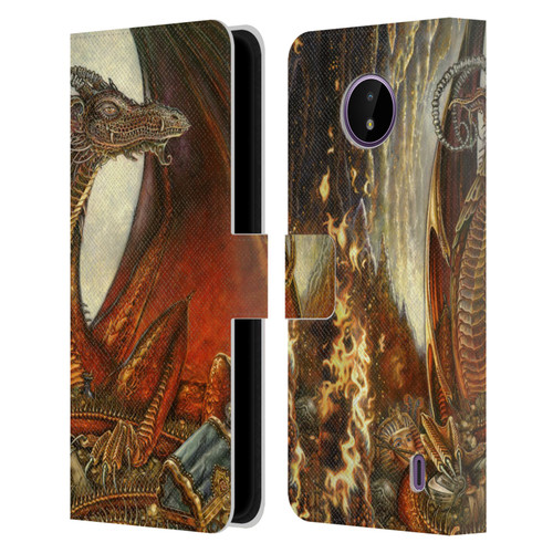 Myles Pinkney Mythical Treasure Dragon Leather Book Wallet Case Cover For Nokia C10 / C20