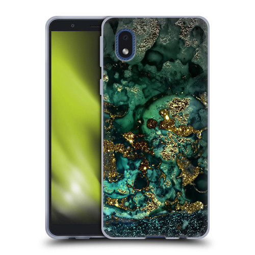 UtArt Malachite Emerald Gold And Seafoam Green Soft Gel Case for Samsung Galaxy A01 Core (2020)