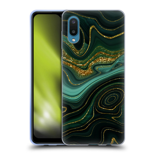 UtArt Malachite Emerald Gilded Teal Soft Gel Case for Samsung Galaxy A02/M02 (2021)