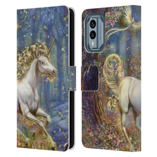 Myles Pinkney Mythical Unicorn Leather Book Wallet Case Cover For Nokia X30