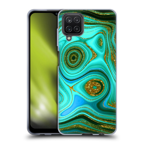 UtArt Malachite Emerald Liquid Gem Soft Gel Case for Samsung Galaxy A12 (2020)