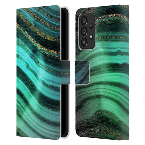 UtArt Malachite Emerald Glitter Gradient Leather Book Wallet Case Cover For Samsung Galaxy A33 5G (2022)