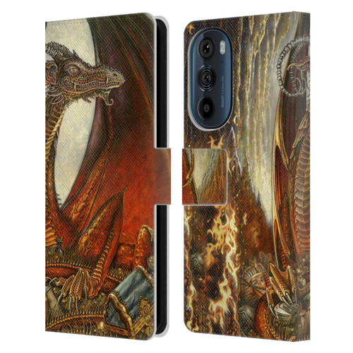 Myles Pinkney Mythical Treasure Dragon Leather Book Wallet Case Cover For Motorola Edge 30