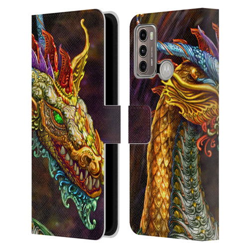 Myles Pinkney Mythical Silver Dragon Leather Book Wallet Case Cover For Motorola Moto G60 / Moto G40 Fusion