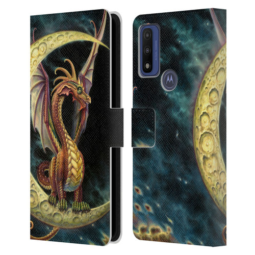 Myles Pinkney Mythical Moon Dragon Leather Book Wallet Case Cover For Motorola G Pure