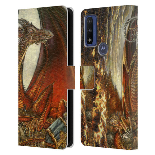 Myles Pinkney Mythical Treasure Dragon Leather Book Wallet Case Cover For Motorola G Pure