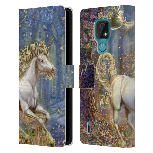 Myles Pinkney Mythical Unicorn Leather Book Wallet Case Cover For Motorola Moto E7