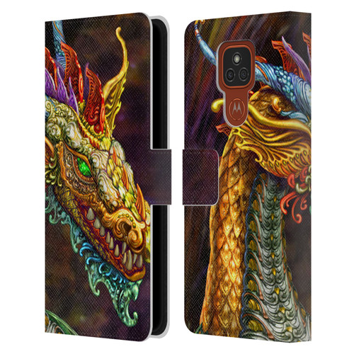 Myles Pinkney Mythical Silver Dragon Leather Book Wallet Case Cover For Motorola Moto E7 Plus