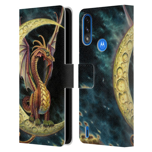 Myles Pinkney Mythical Moon Dragon Leather Book Wallet Case Cover For Motorola Moto E7 Power / Moto E7i Power