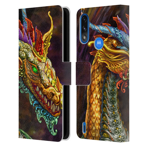 Myles Pinkney Mythical Silver Dragon Leather Book Wallet Case Cover For Motorola Moto E7 Power / Moto E7i Power