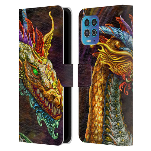 Myles Pinkney Mythical Silver Dragon Leather Book Wallet Case Cover For Motorola Moto G100