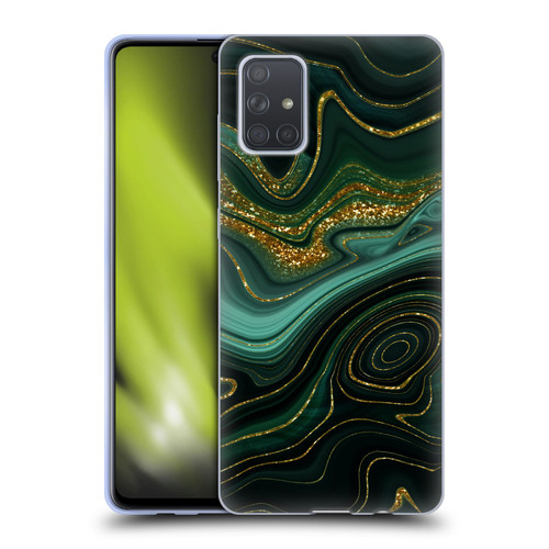 UtArt Malachite Emerald Gilded Teal Soft Gel Case for Samsung Galaxy A71 (2019)