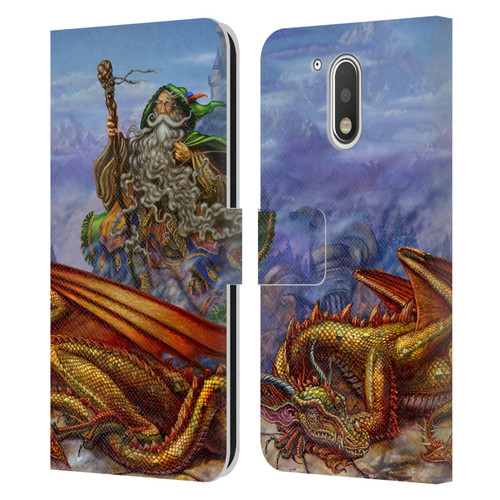 Myles Pinkney Mythical Dragonlands Leather Book Wallet Case Cover For Motorola Moto G41