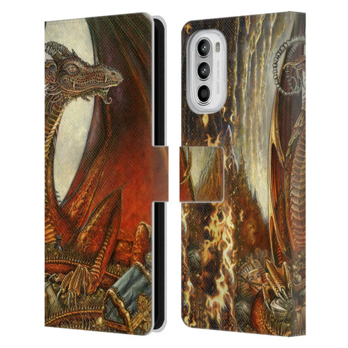 Myles Pinkney Mythical Treasure Dragon Leather Book Wallet Case Cover For Motorola Moto G52