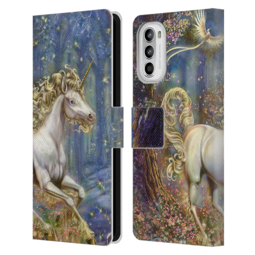 Myles Pinkney Mythical Unicorn Leather Book Wallet Case Cover For Motorola Moto G52