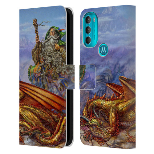 Myles Pinkney Mythical Dragonlands Leather Book Wallet Case Cover For Motorola Moto G71 5G
