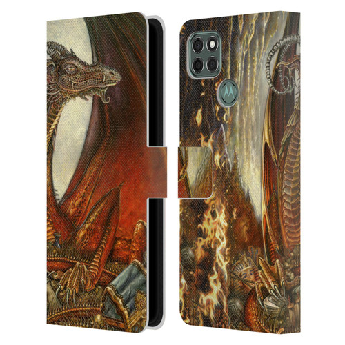 Myles Pinkney Mythical Treasure Dragon Leather Book Wallet Case Cover For Motorola Moto G9 Power