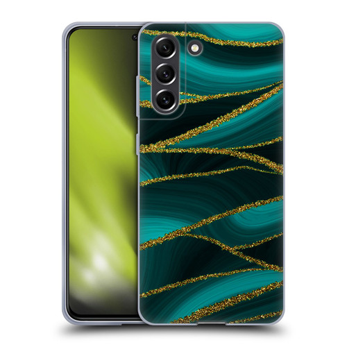 UtArt Malachite Emerald Turquoise Shimmers Soft Gel Case for Samsung Galaxy S21 FE 5G
