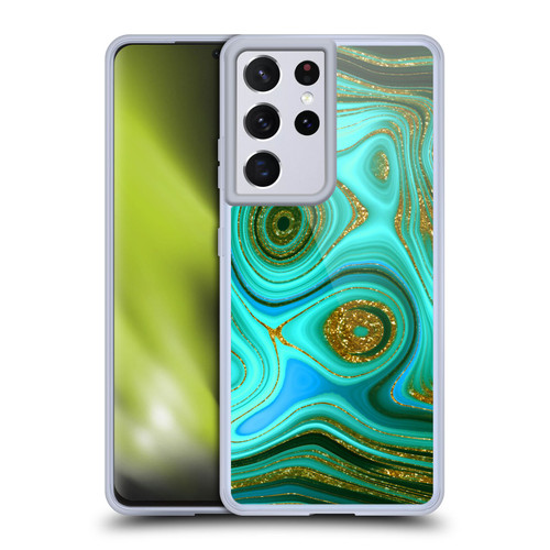 UtArt Malachite Emerald Liquid Gem Soft Gel Case for Samsung Galaxy S21 Ultra 5G