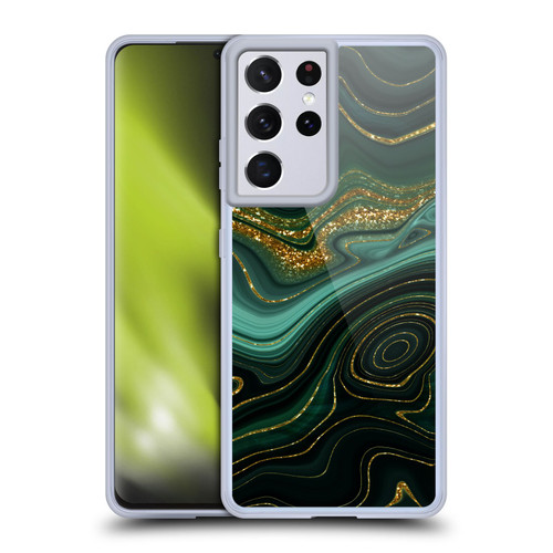 UtArt Malachite Emerald Gilded Teal Soft Gel Case for Samsung Galaxy S21 Ultra 5G