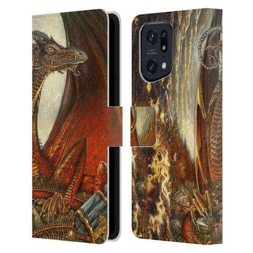 Myles Pinkney Mythical Treasure Dragon Leather Book Wallet Case Cover For OPPO Find X5 Pro