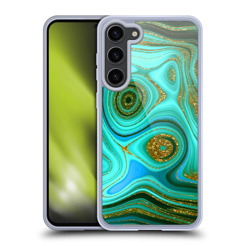 UtArt Malachite Emerald Liquid Gem Soft Gel Case for Samsung Galaxy S23+ 5G