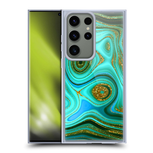 UtArt Malachite Emerald Liquid Gem Soft Gel Case for Samsung Galaxy S23 Ultra 5G