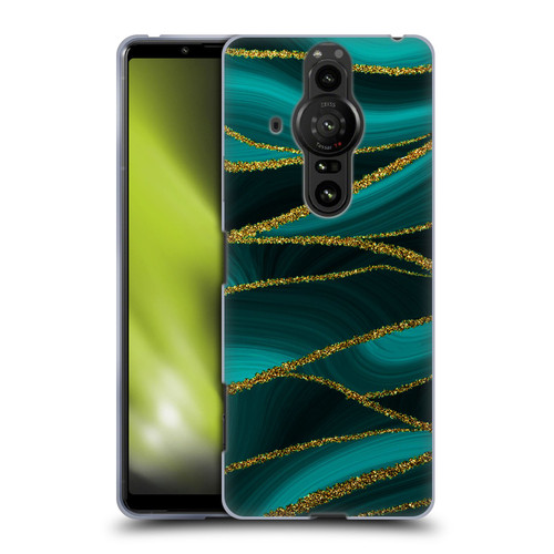 UtArt Malachite Emerald Turquoise Shimmers Soft Gel Case for Sony Xperia Pro-I