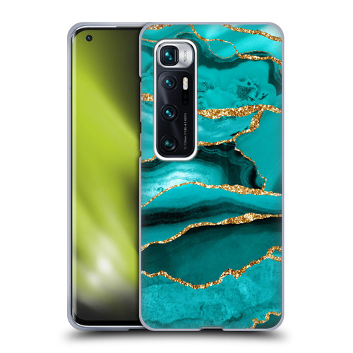 UtArt Malachite Emerald Aquamarine Gold Waves Soft Gel Case for Xiaomi Mi 10 Ultra 5G