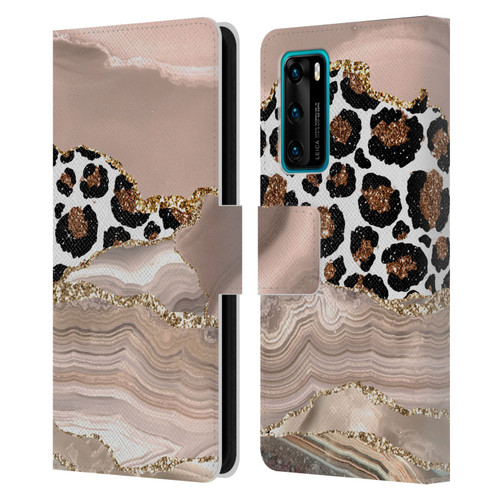 UtArt Wild Cat Marble Cheetah Waves Leather Book Wallet Case Cover For Huawei P40 5G