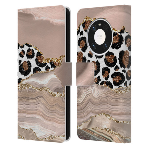 UtArt Wild Cat Marble Cheetah Waves Leather Book Wallet Case Cover For Huawei Mate 40 Pro 5G