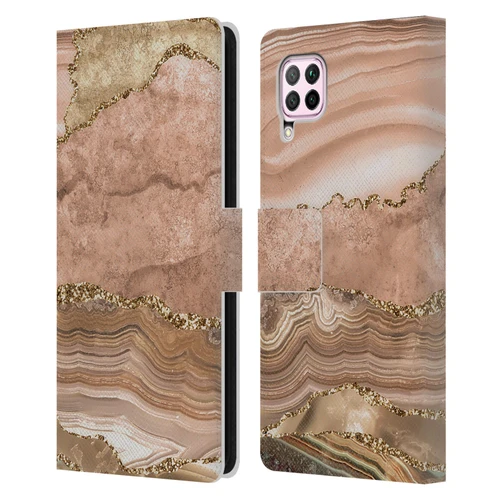 UtArt Wild Cat Marble Beige Gold Leather Book Wallet Case Cover For Huawei Nova 6 SE / P40 Lite