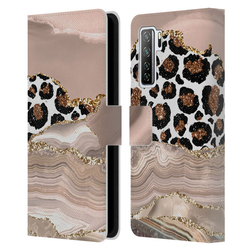 UtArt Wild Cat Marble Cheetah Waves Leather Book Wallet Case Cover For Huawei Nova 7 SE/P40 Lite 5G