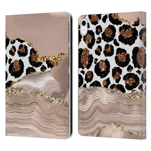 UtArt Wild Cat Marble Cheetah Waves Leather Book Wallet Case Cover For Apple iPad 10.9 (2022)