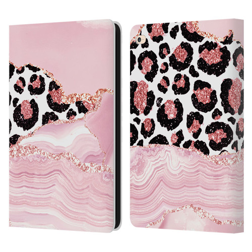 UtArt Wild Cat Marble Pink Glitter Leather Book Wallet Case Cover For Apple iPad Air 2 (2014)