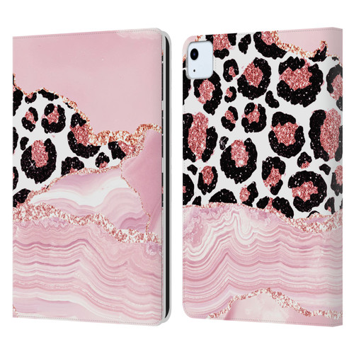 UtArt Wild Cat Marble Pink Glitter Leather Book Wallet Case Cover For Apple iPad Air 11 2020/2022/2024