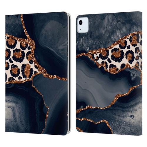 UtArt Wild Cat Marble Leopard Leather Book Wallet Case Cover For Apple iPad Air 11 2020/2022/2024