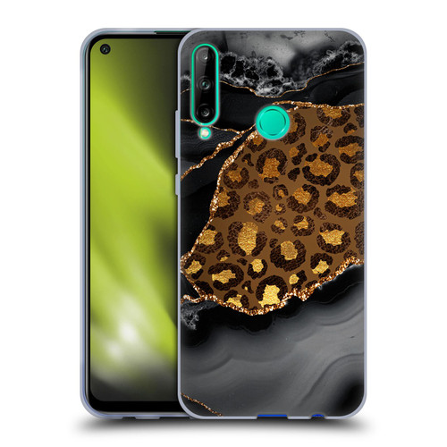 UtArt Wild Cat Marble Dark Gilded Leopard Soft Gel Case for Huawei P40 lite E
