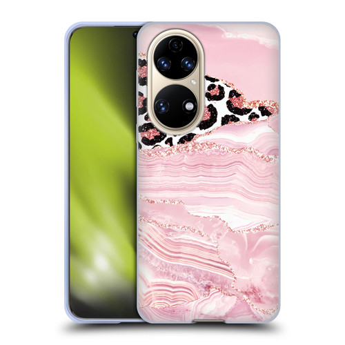 UtArt Wild Cat Marble Pink Glitter Soft Gel Case for Huawei P50