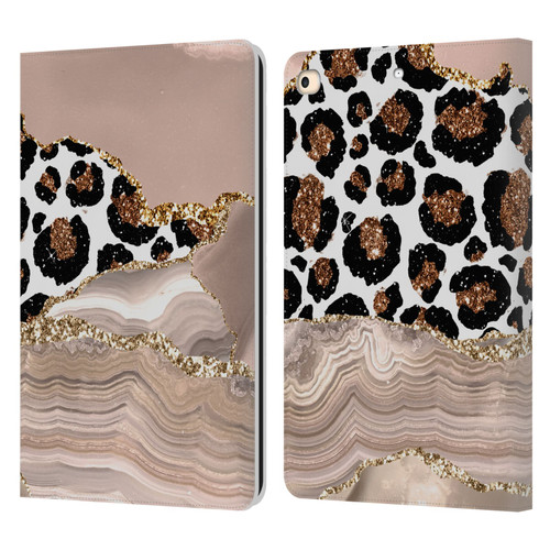 UtArt Wild Cat Marble Cheetah Waves Leather Book Wallet Case Cover For Apple iPad 9.7 2017 / iPad 9.7 2018