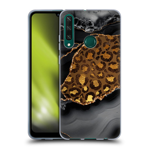 UtArt Wild Cat Marble Dark Gilded Leopard Soft Gel Case for Huawei Y6p