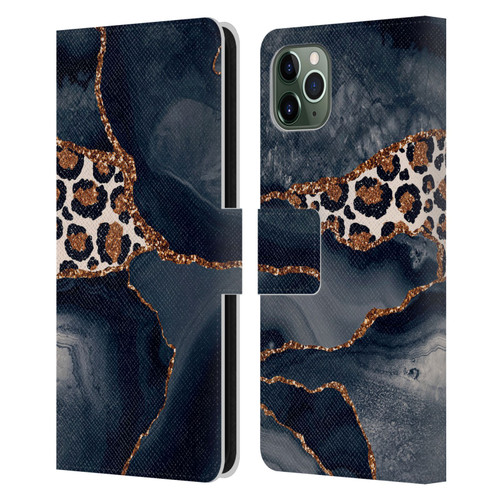 UtArt Wild Cat Marble Leopard Leather Book Wallet Case Cover For Apple iPhone 11 Pro Max