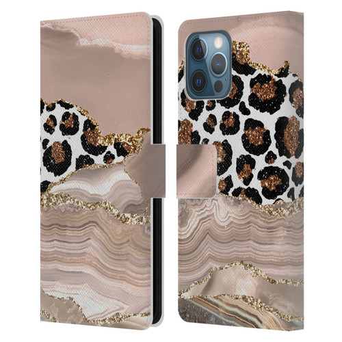 UtArt Wild Cat Marble Cheetah Waves Leather Book Wallet Case Cover For Apple iPhone 12 Pro Max