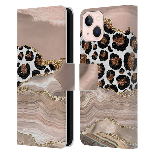 UtArt Wild Cat Marble Cheetah Waves Leather Book Wallet Case Cover For Apple iPhone 13