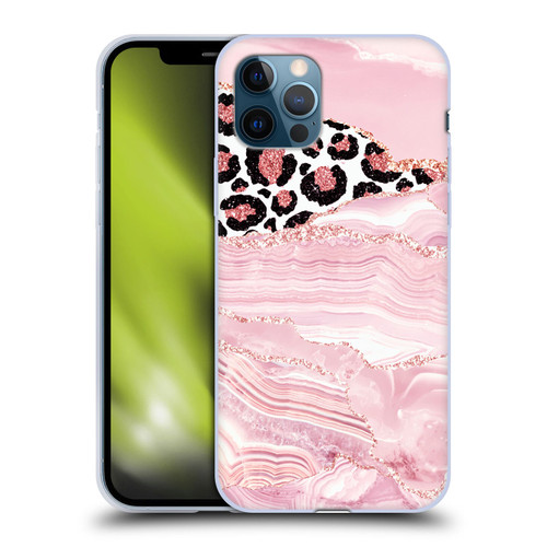 UtArt Wild Cat Marble Pink Glitter Soft Gel Case for Apple iPhone 12 / iPhone 12 Pro