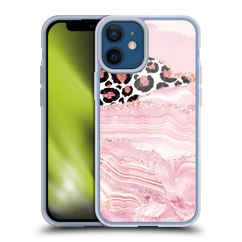UtArt Wild Cat Marble Pink Glitter Soft Gel Case for Apple iPhone 12 Mini