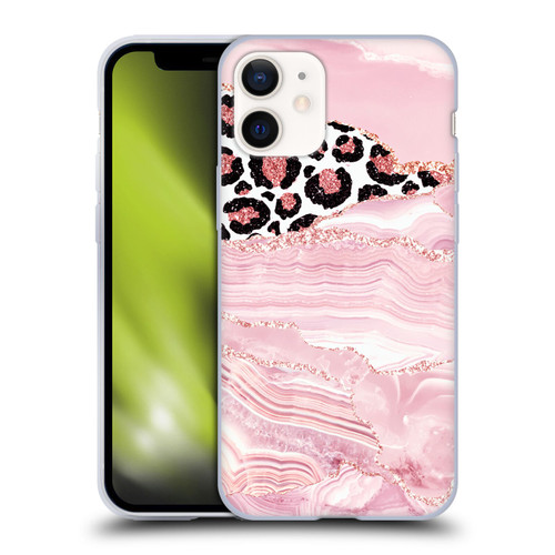 UtArt Wild Cat Marble Pink Glitter Soft Gel Case for Apple iPhone 12 Mini