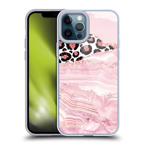 UtArt Wild Cat Marble Pink Glitter Soft Gel Case for Apple iPhone 12 Pro Max