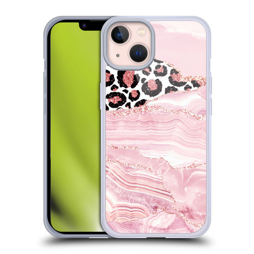 UtArt Wild Cat Marble Pink Glitter Soft Gel Case for Apple iPhone 13