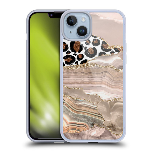 UtArt Wild Cat Marble Cheetah Waves Soft Gel Case for Apple iPhone 14 Plus